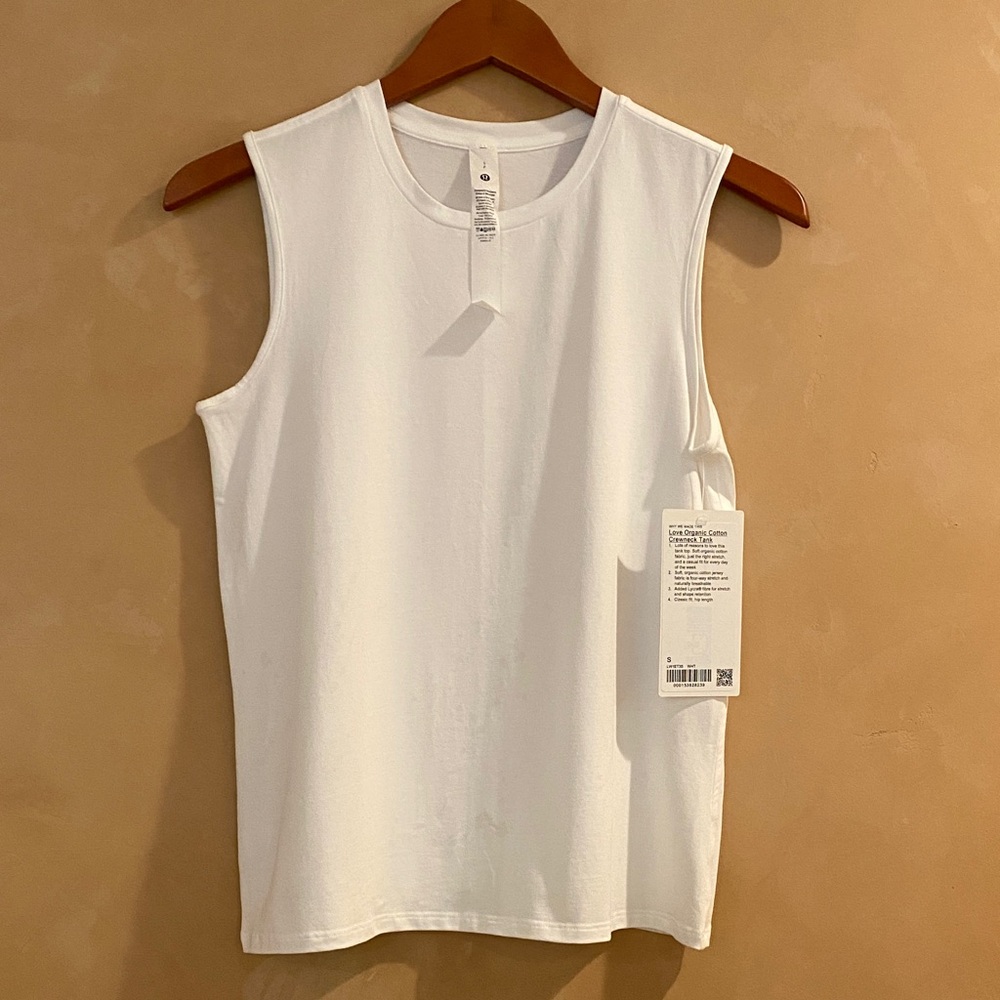 Lululemon Athletica Love Organic Cotton White Crewneck Tank Top Size: S NWT - Picture 2 of 8